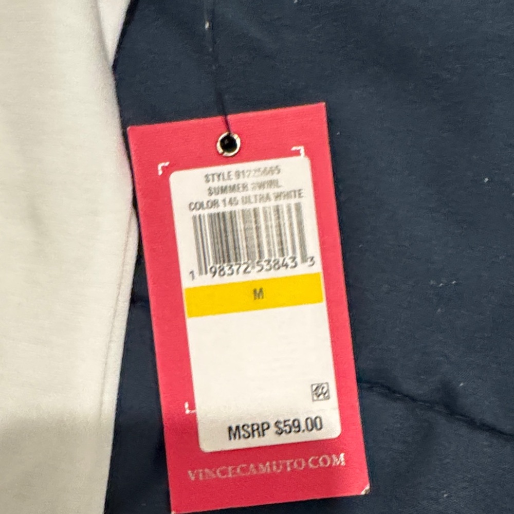 Vince Camuto White Tee with Gold Trim Sleeves | Size M | NWT - Picture 5 of 7